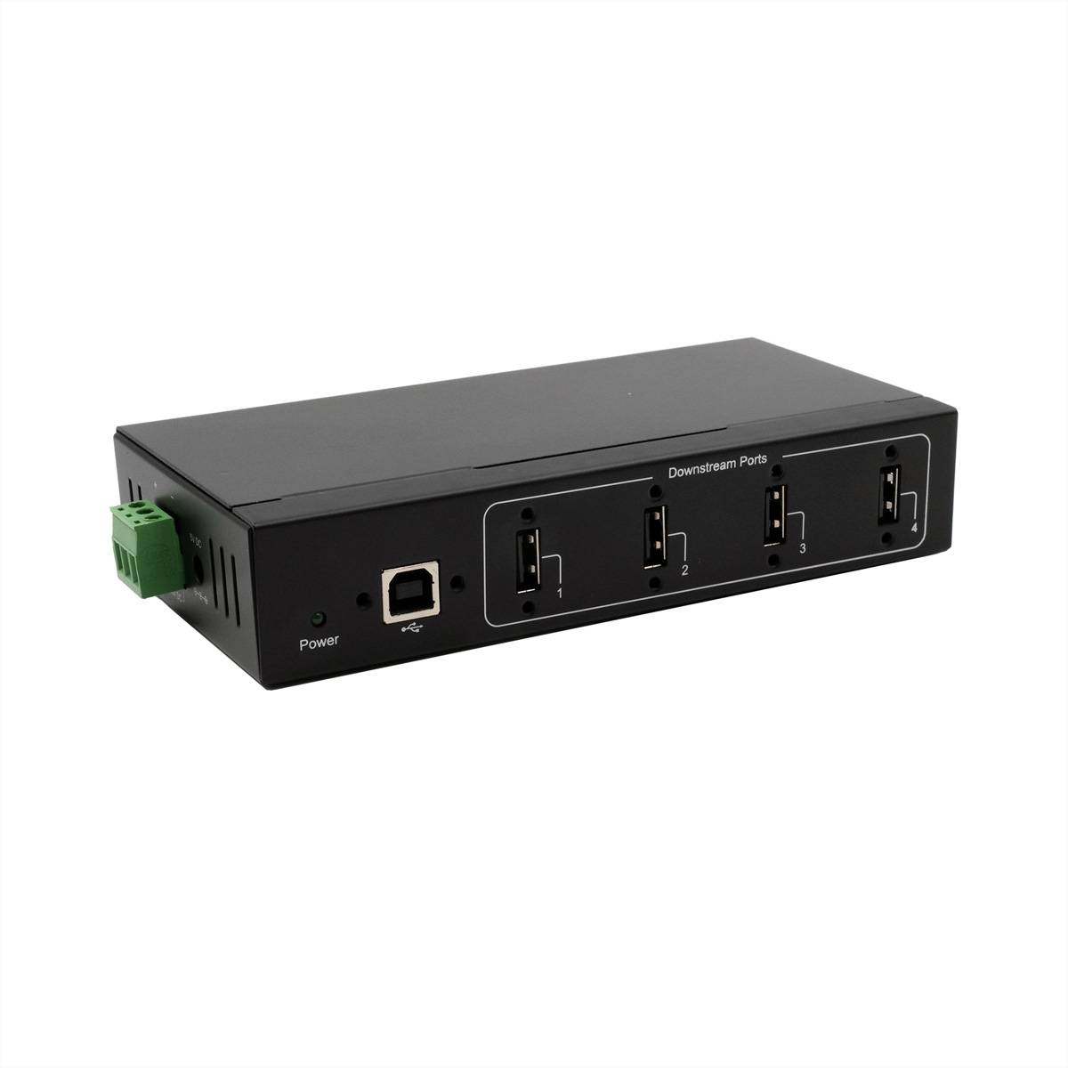 EXSYS EX-11214HMVS 4 Port USB 2.0 Metall HUB mit Netzteil 5V/2A Genesys Chipset Eingabe / Ausgabe