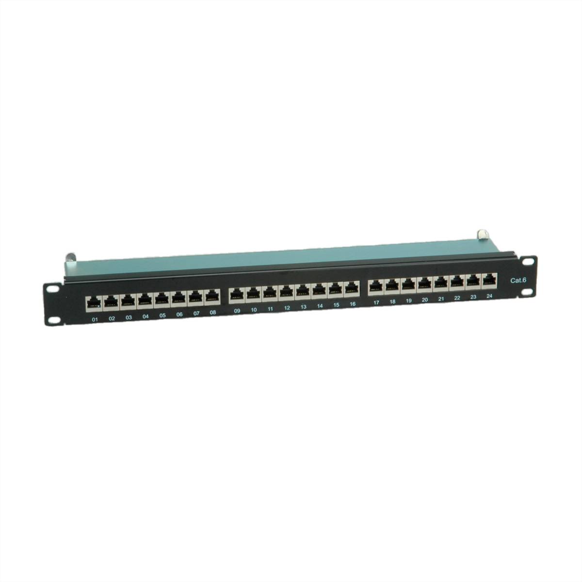 VALUE Cat.6 (Class E) 19-Zoll-Patchpanel, 24 P, geschirmt, schwarz Netzwerk-Infrastruktur