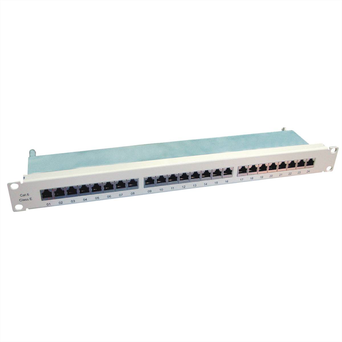 VALUE Cat.6 (Class E) 19-Zoll-Patchpanel, 24 P, geschirmt, grau Netzwerk-Infrastruktur Patchfelder