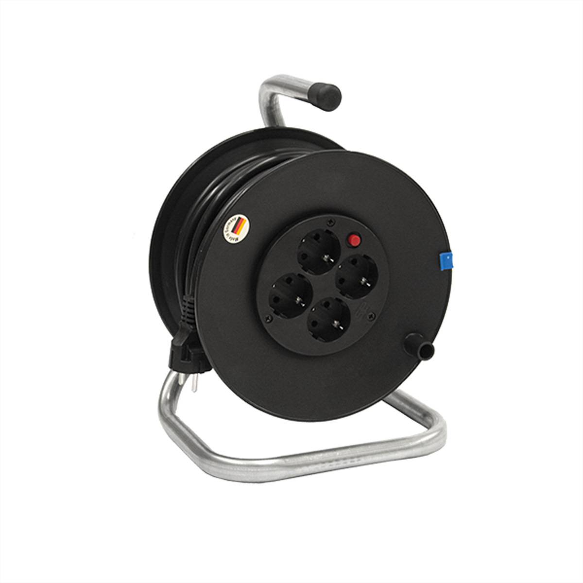 BACHMANN Kabeltrommel 4-fach mit Thermoschutz, 25 m Steckdosenleisten