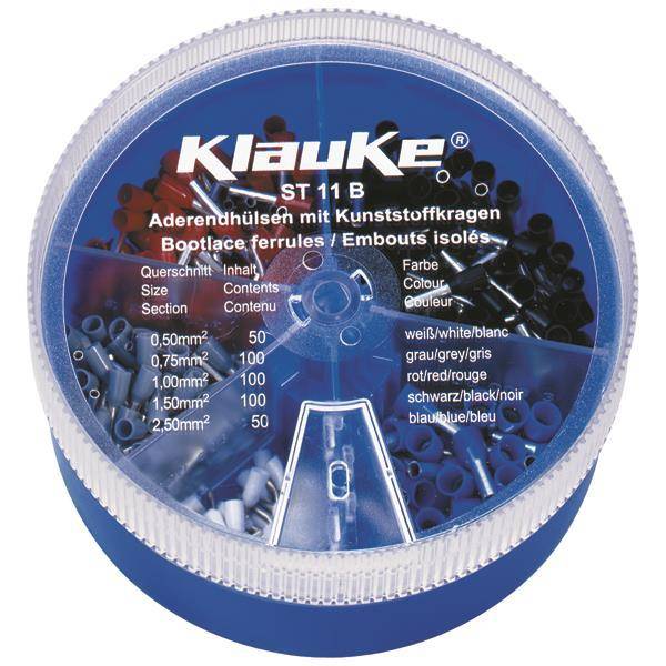 KLAU Streudose ST11B ** mit 400 AE-Hülsen 0,5-2,5qmm Install.Baumaterial Verlegesys/Verbi.Mat