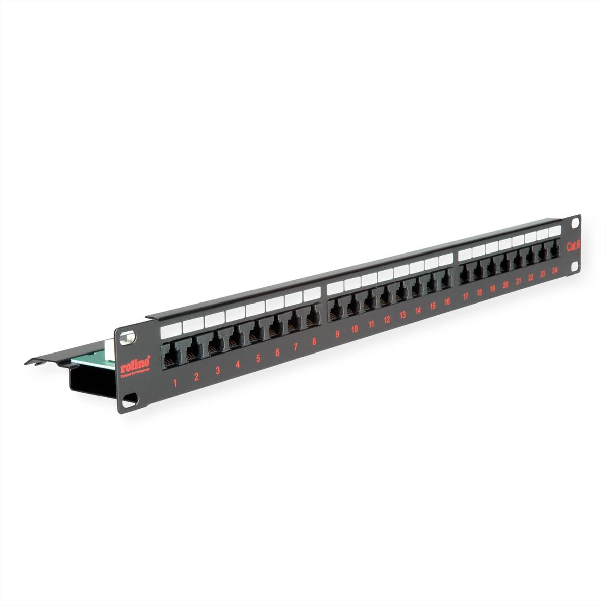 ROLINE Cat.6 (Class E) 19-Zoll-Patchpanel, 24P, ungeschirmt, schwarz Netzwerk-Infrastruktur