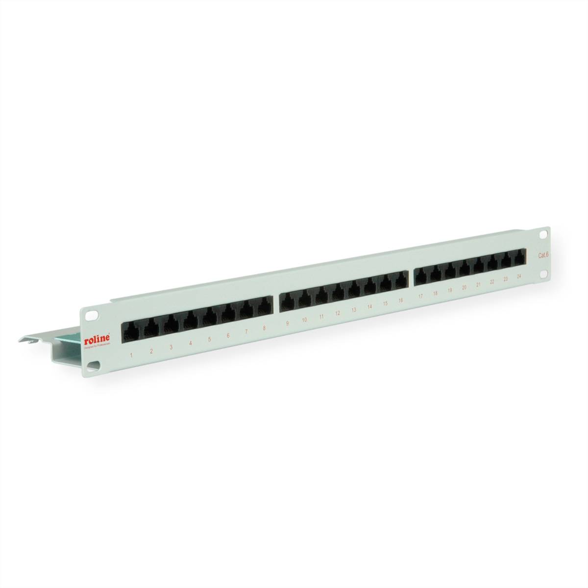 ROLINE Cat.6 (Class E) 19-Zoll-Patchpanel, 24P, ungeschirmt, grau Netzwerk-Infrastruktur Patchfelder