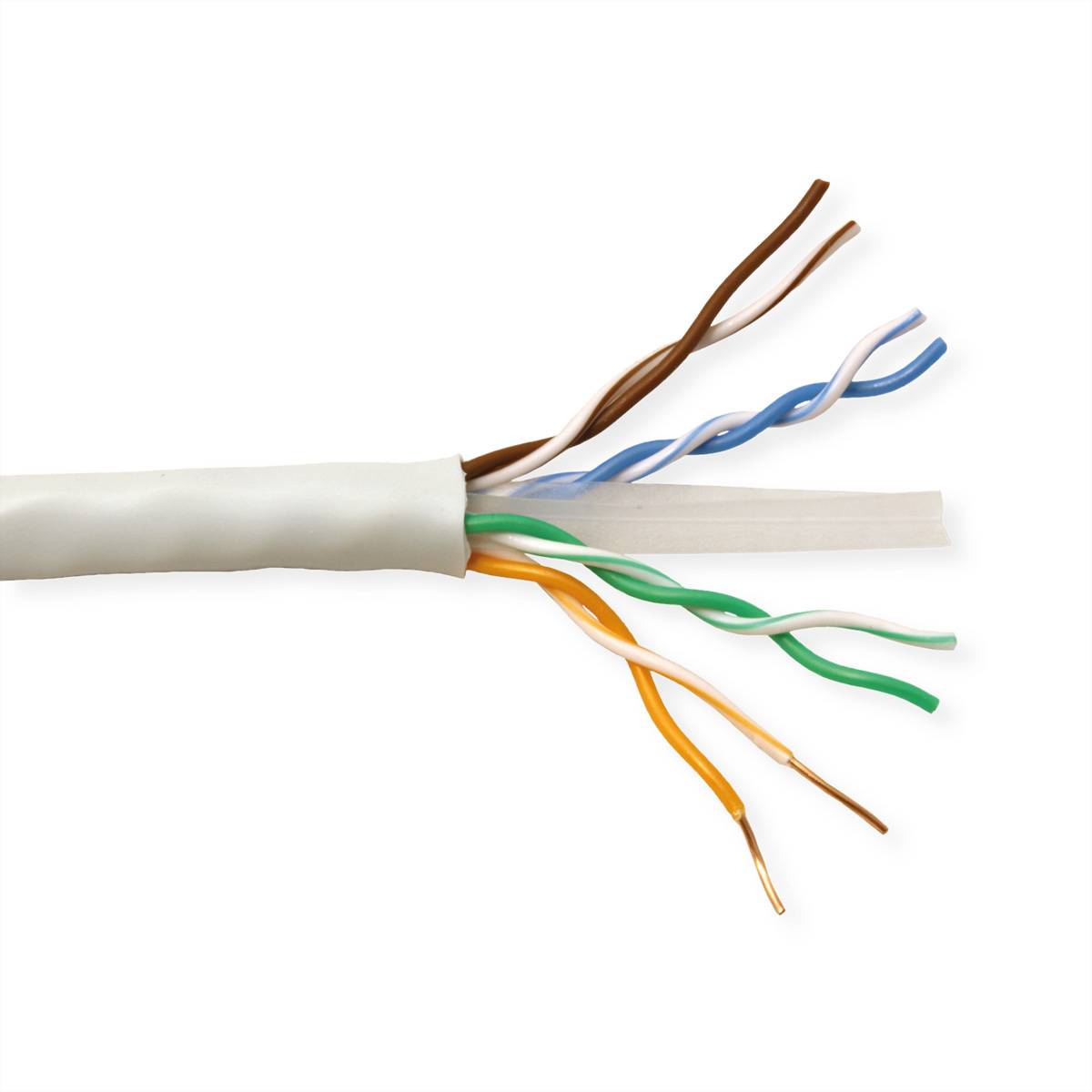 ROLINE UTP-Kabel Cat.6 (Class E) Massivdraht, 100m Twisted Pair Kabel Installationskabel