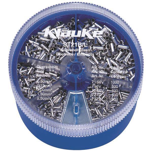 KLAU Streudose ST21B mit 3000 AE-Hülsen 0,5-2,5qmm Install.Baumaterial Verlegesys/Verbi.Mat