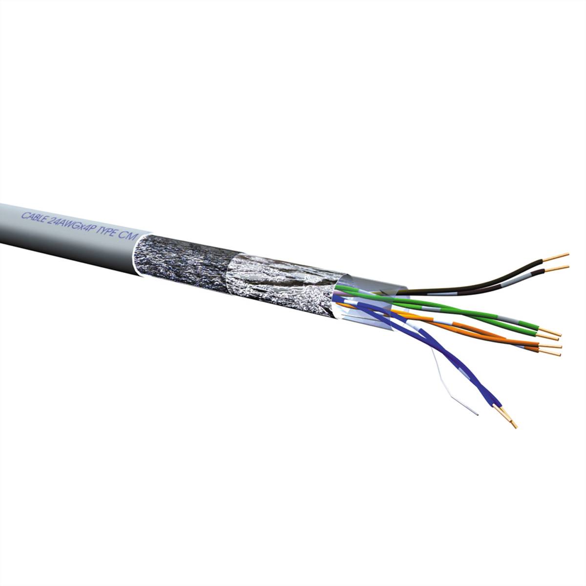 ROLINE S/FTP Kabel Cat.5e (Class D), Litze, 100m Twisted Pair Rohkabel