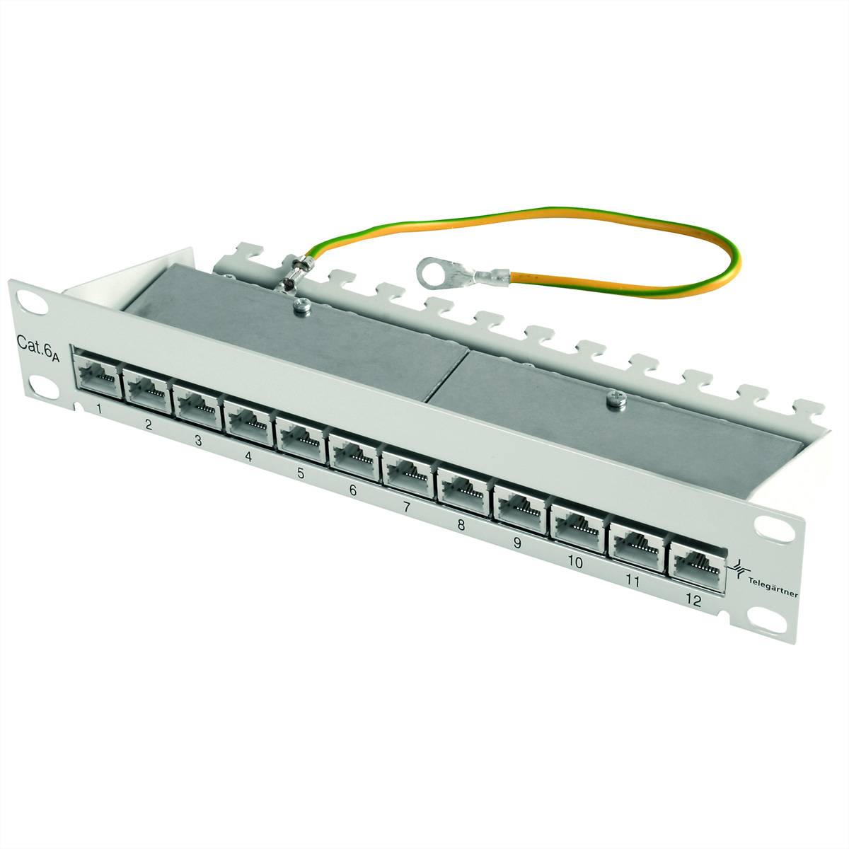 TELEGÄRTNER 10 Patch Panel 255 mm, RAL 7035, MPP12-HS K Cat.6A Netzwerk-Infrastruktur Patchfelder