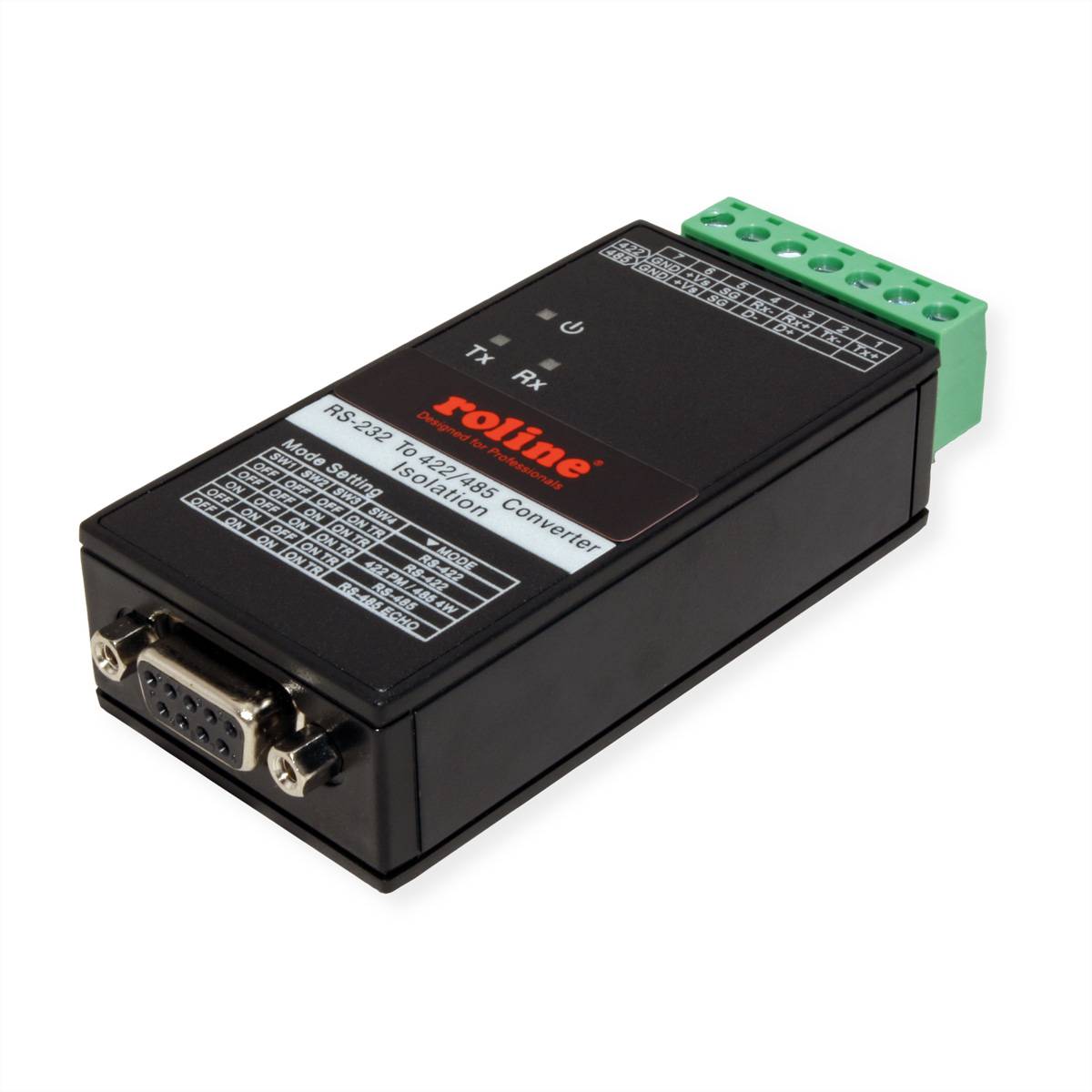 ROLINE RS232 nach RS422/485 Konverter für DIN Hutschiene Adapter, Terminatoren, Serieller