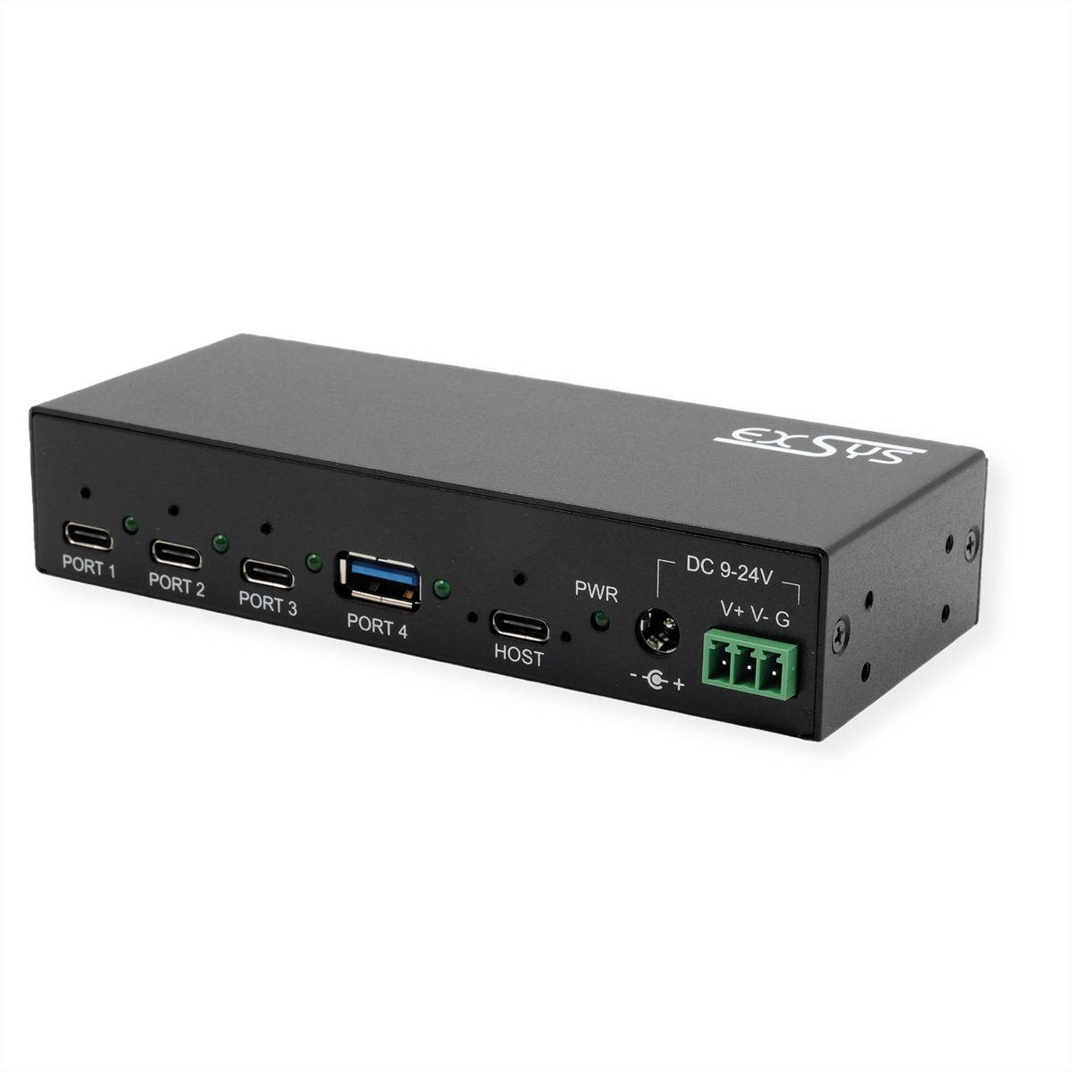 EXSYS EX-12293HMS 4 Port USB 3.2 Metall HUB 3x C- und 1x A-Anschlüsse Eingabe / Ausgabe und Hubs