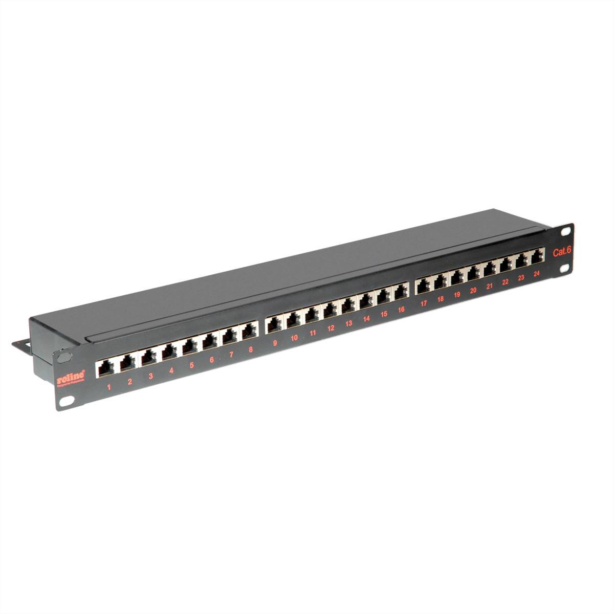 ROLINE Cat.6 (Class E) 19-Zoll-Patchpanel, 24P, geschirmt, schwarz Netzwerk-Infrastruktur