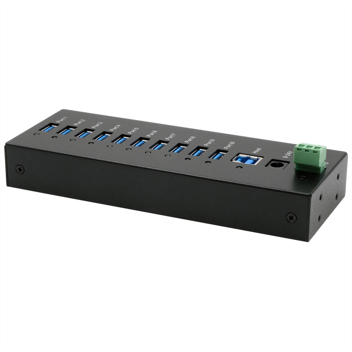 EXSYS EX-11230HMS 10 Port USB 3.2 Gen 1 HUB Din-Rail Kit und Wand VIA VL811+ Chipset Eingabe / und