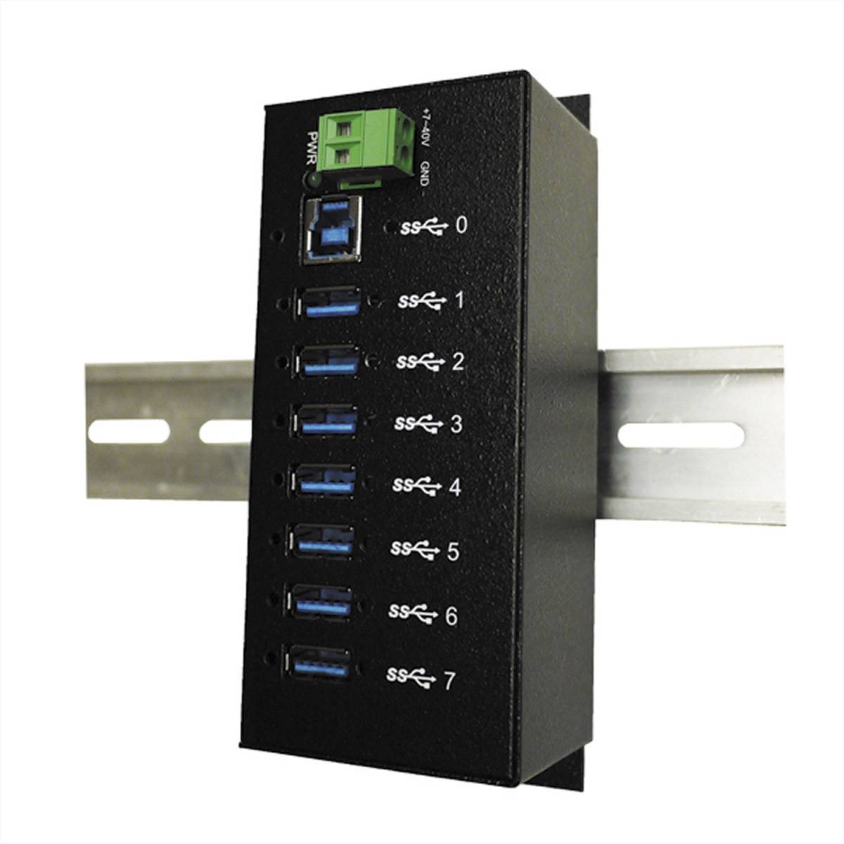 EXSYS EX-1187HMVS 7 Port USB 3.2 Gen1 Metall HUB Din-Rail Eingabe / Ausgabe Dockingstations und Hubs