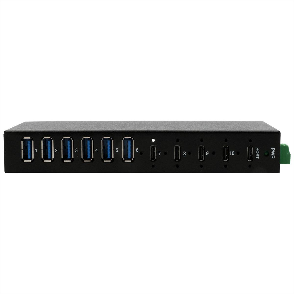 EXSYS EX-12290HMS 10 Port USB 3.2 Gen 2x1 Metall HUB, mit 4x USB-C und 6x USB-A 3.2 Gen 1 Ports /