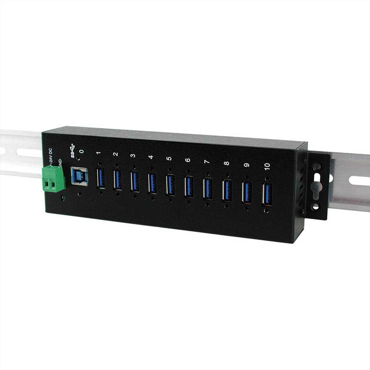 EXSYS EX-1110HMVS 10 Port USB 3.2 Gen1 HUB 15KV ESD Surge Protection Metallgehäuse Hubs USB Hub