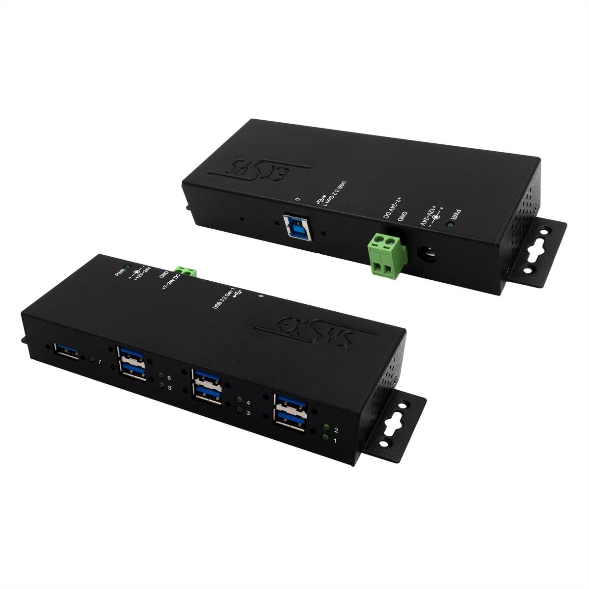 EXSYS EX-1517HMVS 7 Port Managed USB 3.2 Gen1 Metall HUB mit 15KV EDS Überspannungs-Schutz Eingabe