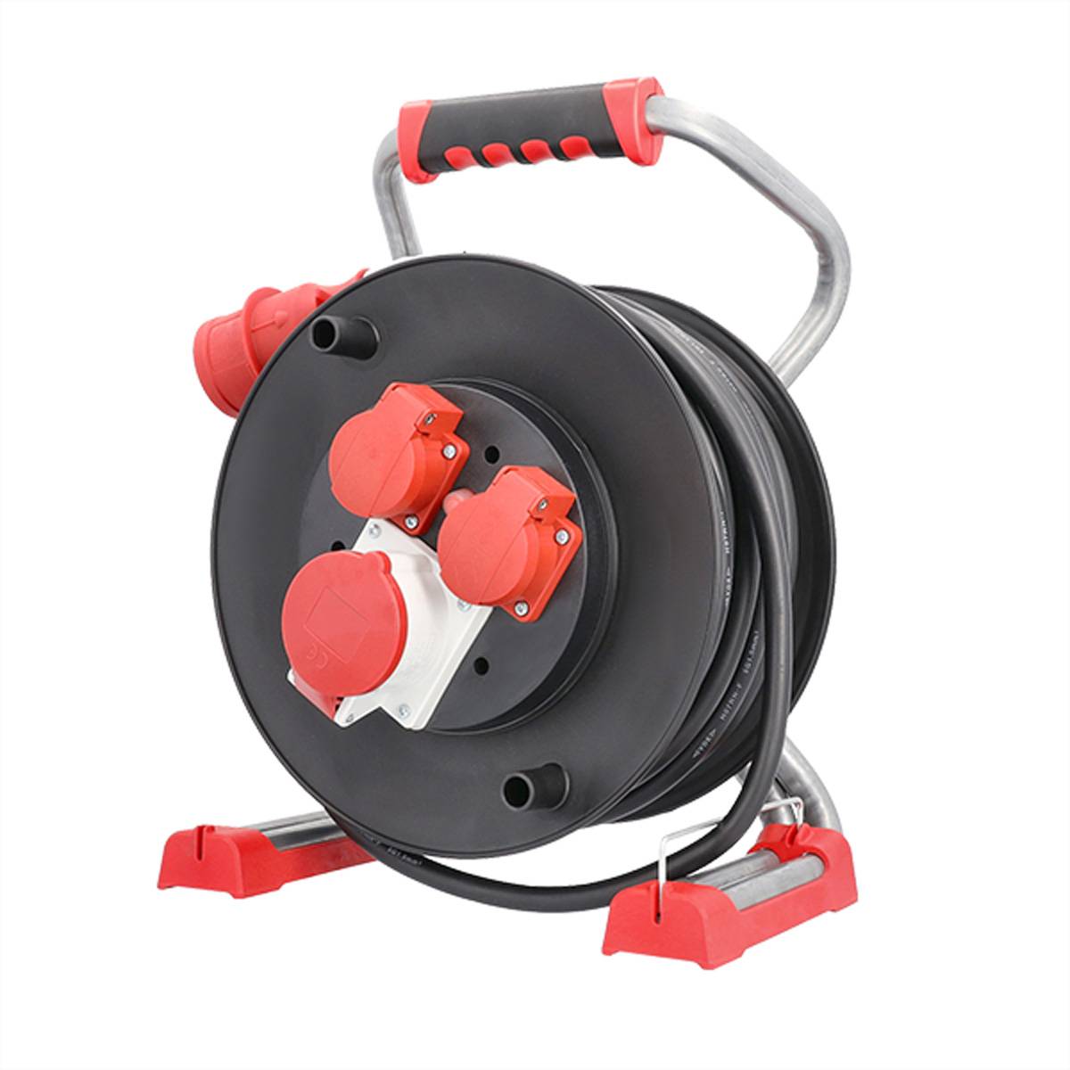 BACHMANN Profi-CEE-Kabeltrommel, 2x CEE7/3, 1x CEE 400V/16A, H07RN-F 5G1,5mm² 25m Steckdosenleisten