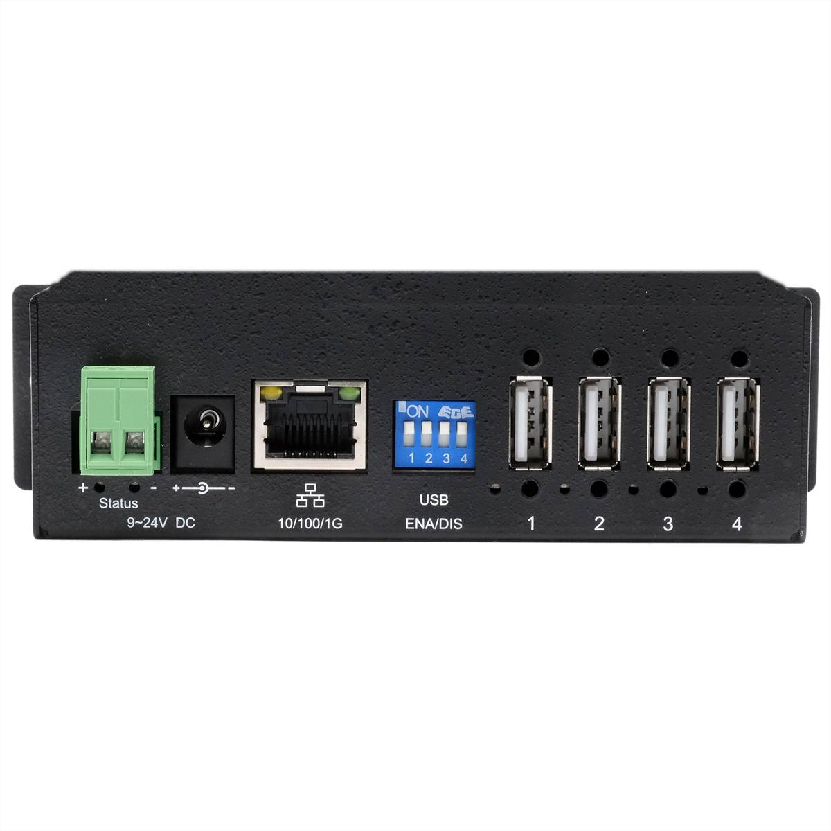 EXSYS EX-6003HMVS Device Server 4x USB 2.0, DIN-Rail-Kit, Metall-Gehäuse Adapter, Terminatoren,