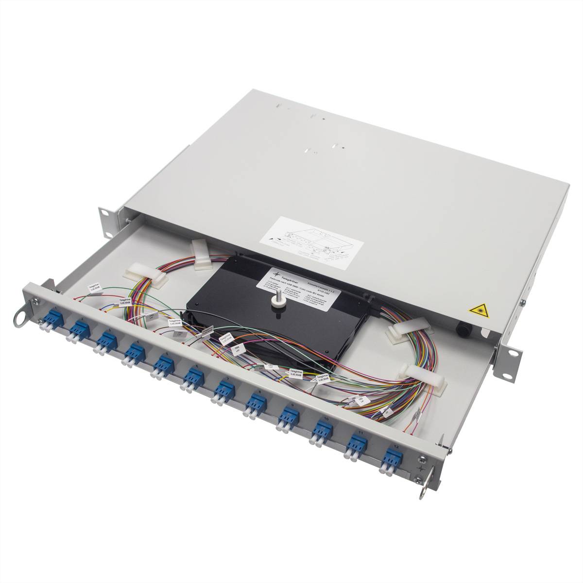 TELEGÄRTNER 19 LWL-RANGIERVERT.PROFI V 1HE, m.24xE2000/APC Kpl.+24xPigt.9,eingef. Anschlusstechnik