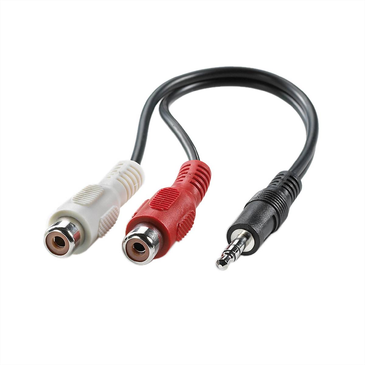 VALUE 3,5mm (ST)-zu-Cinch (2x BU) Kabel, schwarz, 0,2 m Kabel Audio- / Videokabel diverse