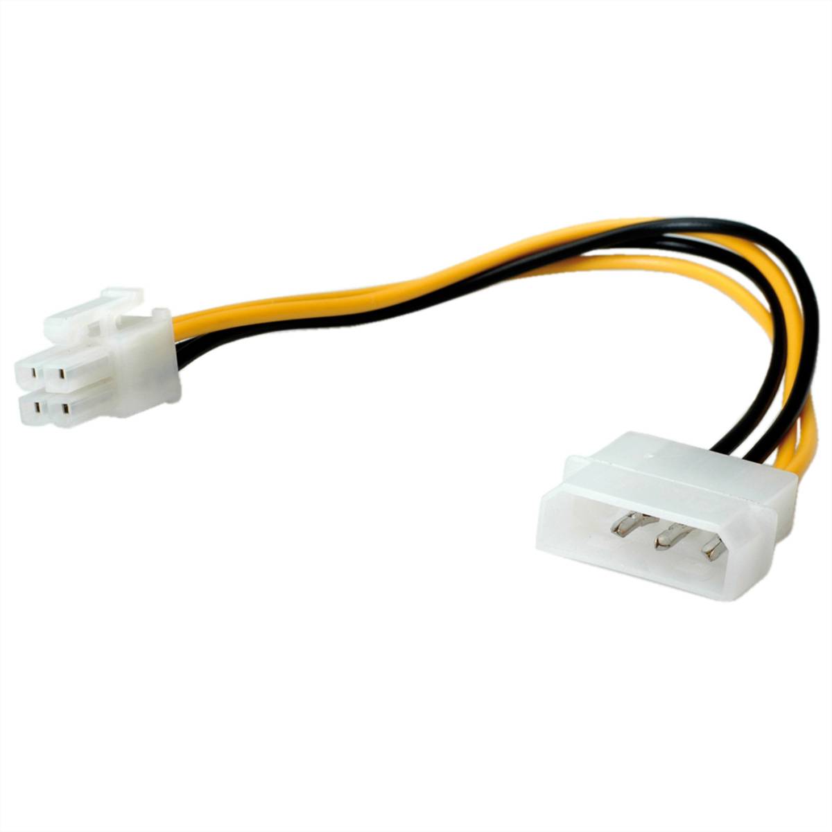 ROLINE Internes Power Kabel, 4pol. HDD / ATX12V-P4 4-polig Power, 0,15 m Kabel Interne