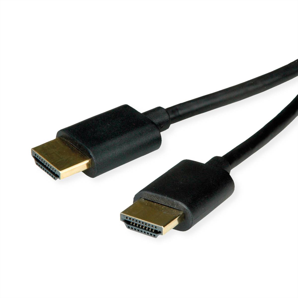 ROLINE HDMI High Speed Kabel mit Ethernet, Slim, ST-ST, schwarz, 1,5 m mit Ethernet
