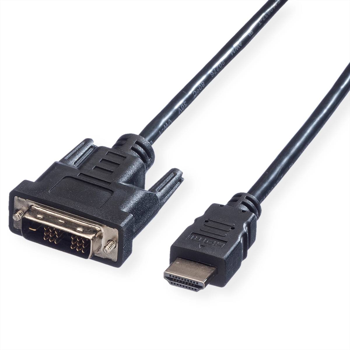 VALUE Kabel DVI (18+1) ST - HDMI ST, schwarz, 5 m Adapter / Konverter