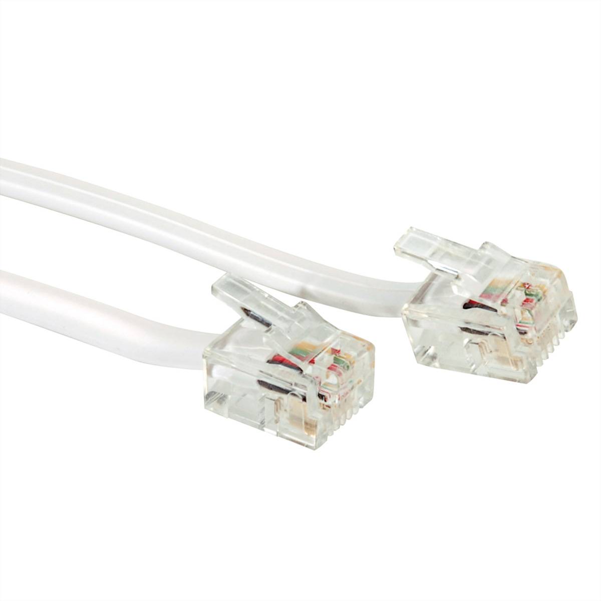 VALUE RJ12-Telefonkabel 6P4C, weiß, 6 m Kabel Telefon- und WLAN-Kabel