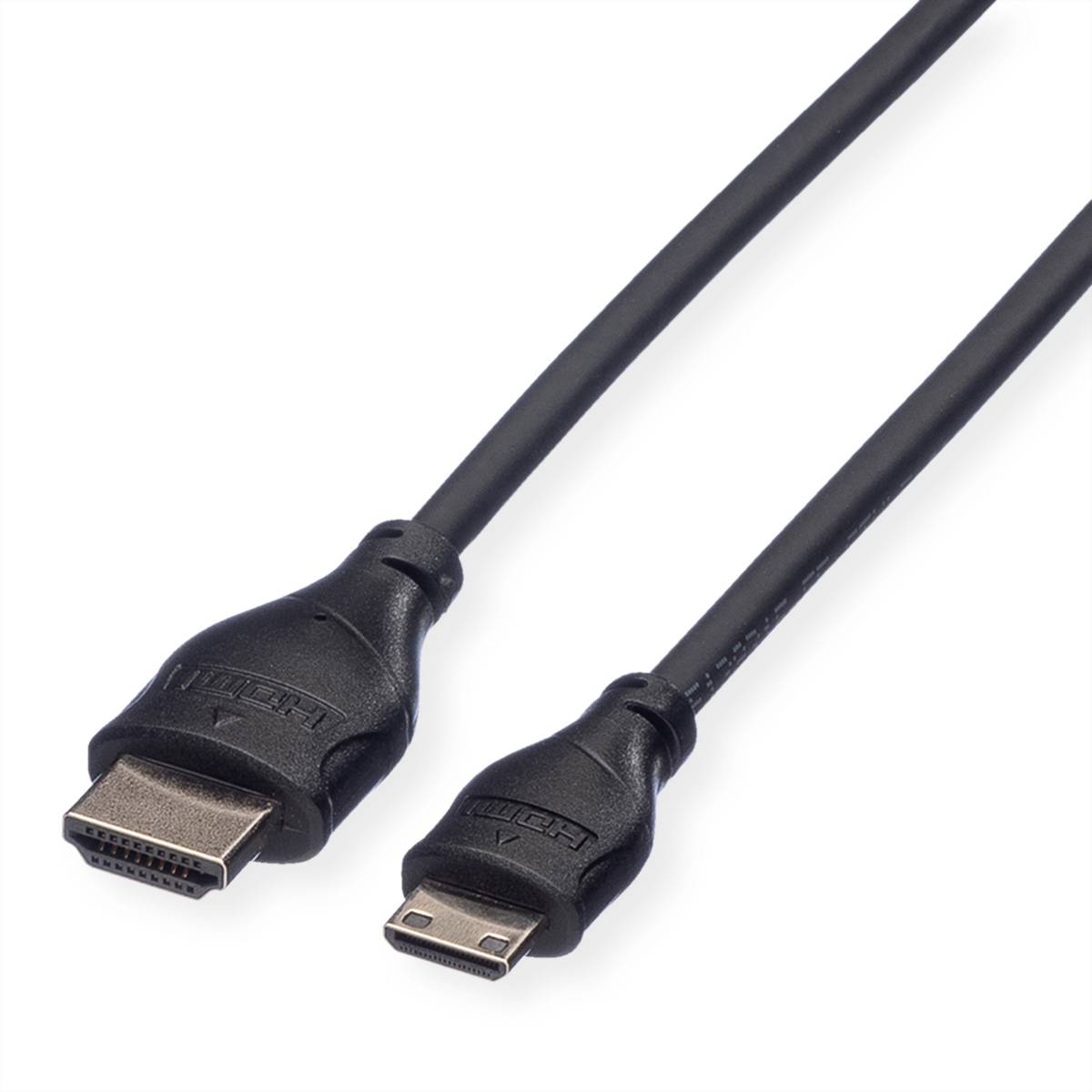 ROLINE HDMI High Speed Kabel mit Ethernet, ST - Mini ST, 0,8 m