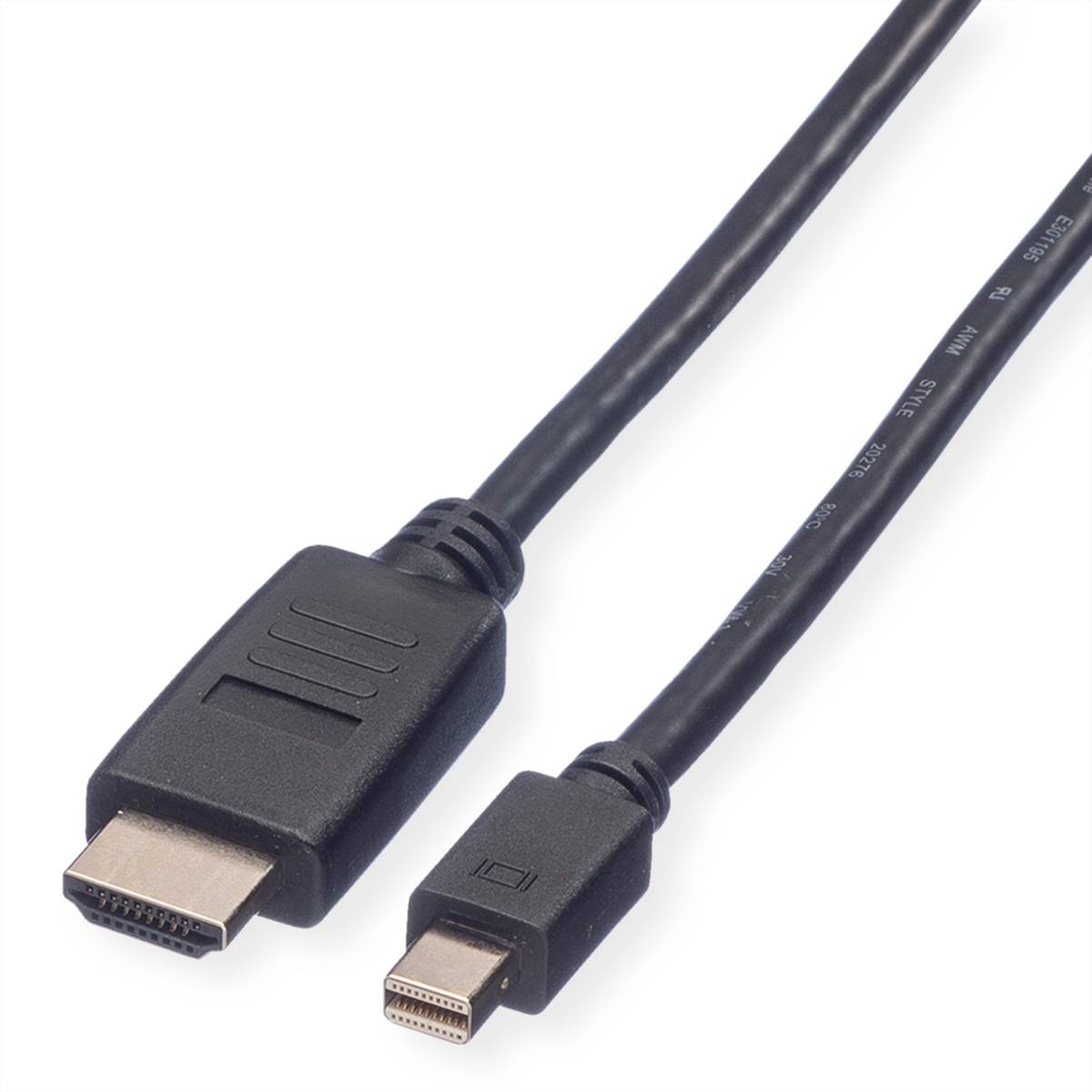 VALUE Mini DisplayPort Kabel, DP-HDTV, ST/ST, schwarz, 4,5 m Kabel