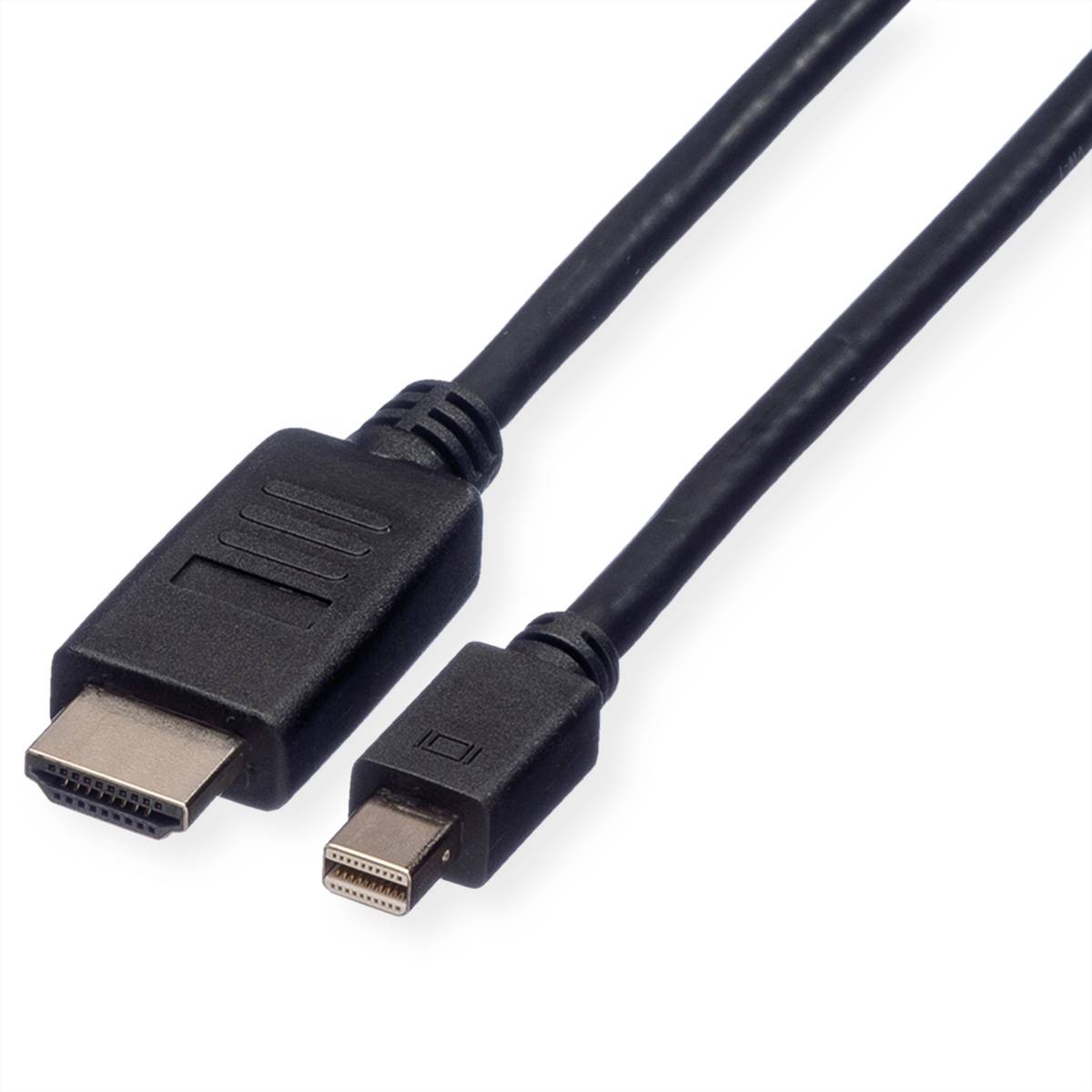 ROLINE Mini DisplayPort Kabel, DP-HDTV, ST/ST, schwarz, 1,5 m Kabel