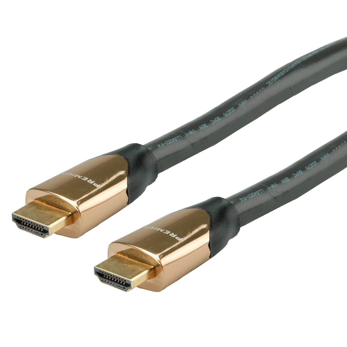ROLINE 4K PREMIUM HDMI Ultra HD Kabel mit Ethernet, ST/ST, schwarz, 7,5 m