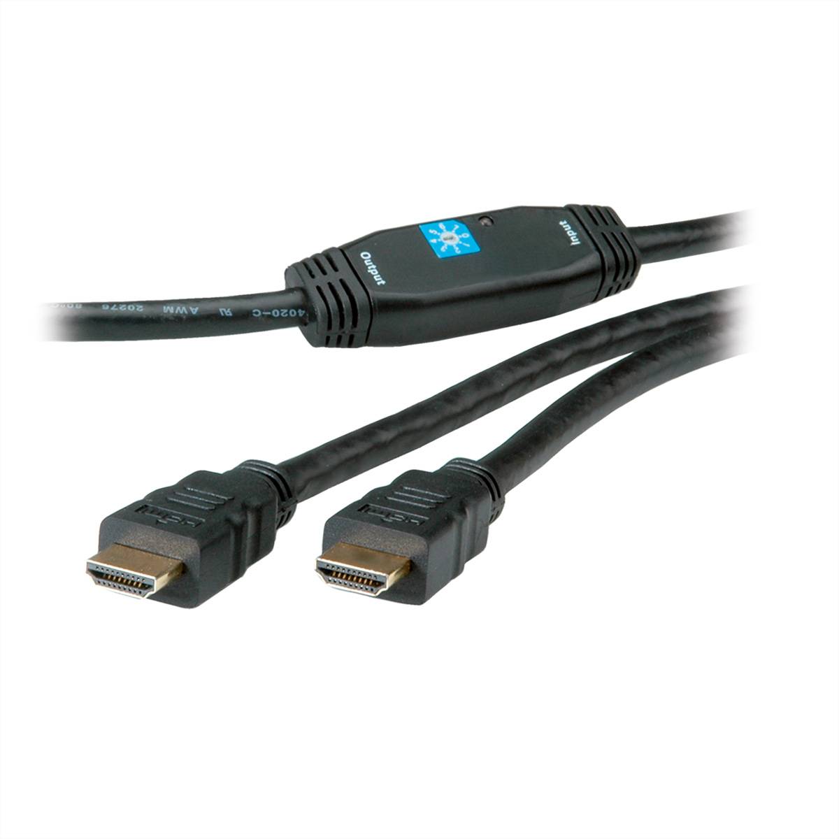 ROLINE HDMI High Speed Kabel, mit Repeater, 30 m Kabel