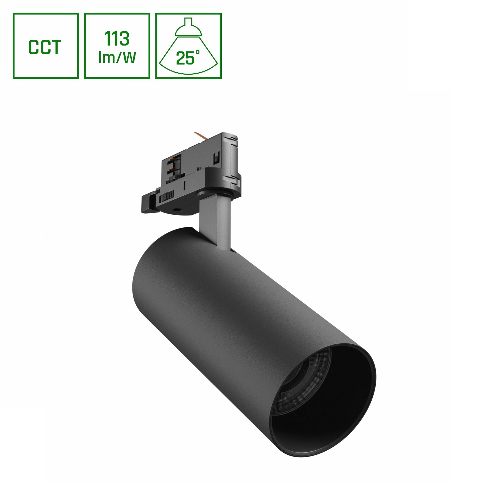 Spectrum LED 3-Phasen Stromschienenstrahler ANDROMEDA PRIME 24W 2700lm schwarz 25° IP20 2700-6000K CCT