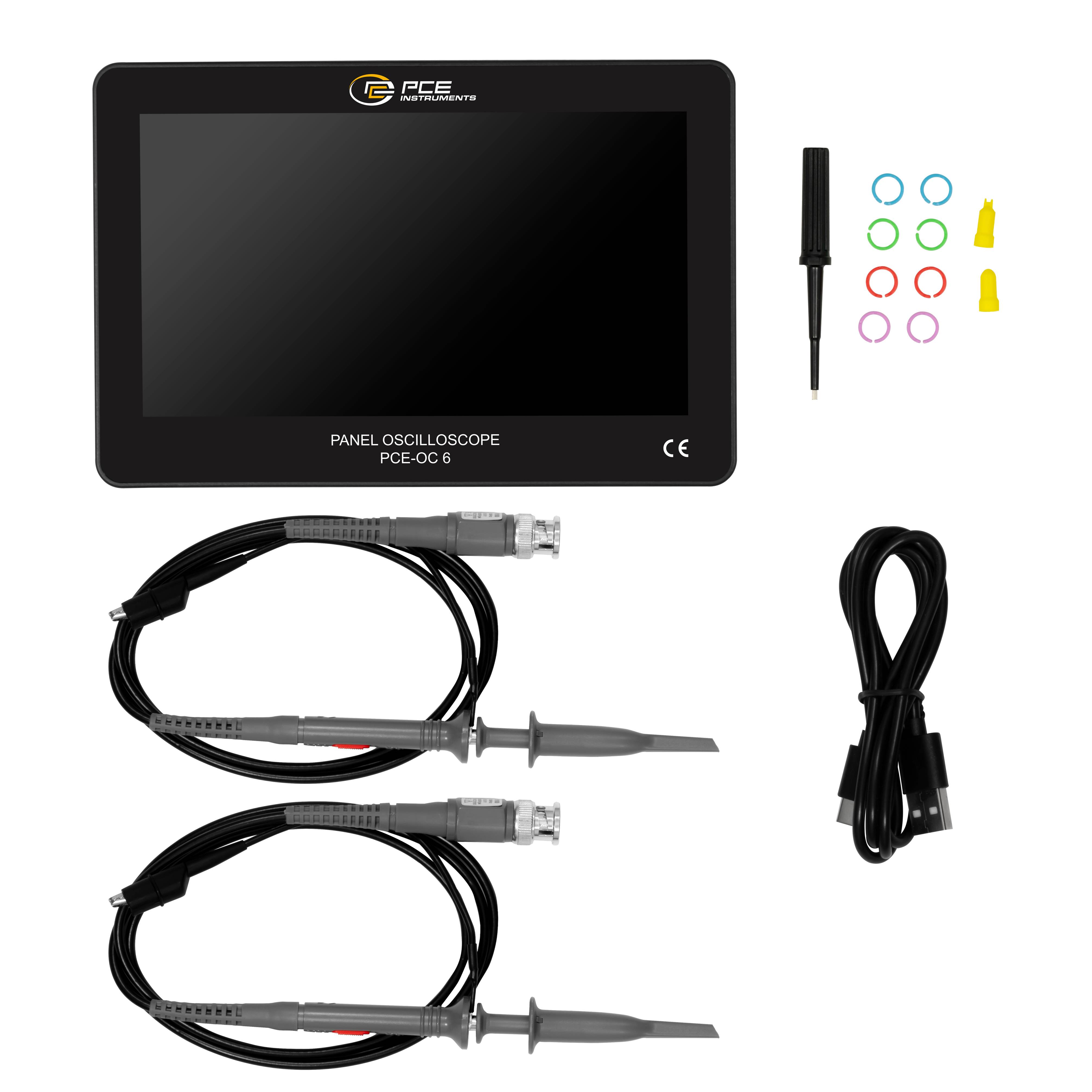 PCE Instruments 2-Kanal Handheld-Oszilloskop PCE-OC 6 |7 Zoll Touchscreen |100 MHz Bandbreite |1 GSa/s Abtastrate |USB-C