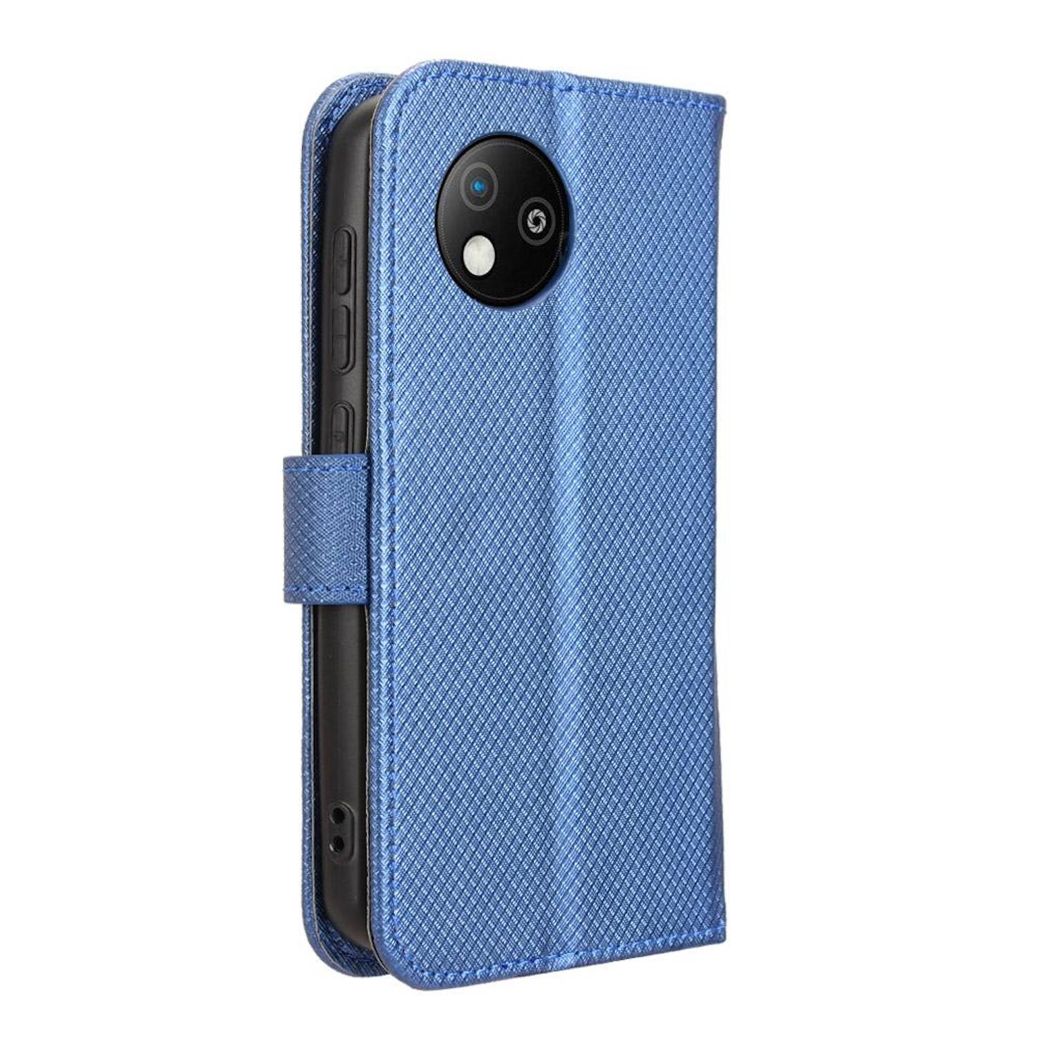 Für ZTE Blade A35 Lite Diamantstruktur Design Book Wallet Kunstleder Hülle Tasche Blau
