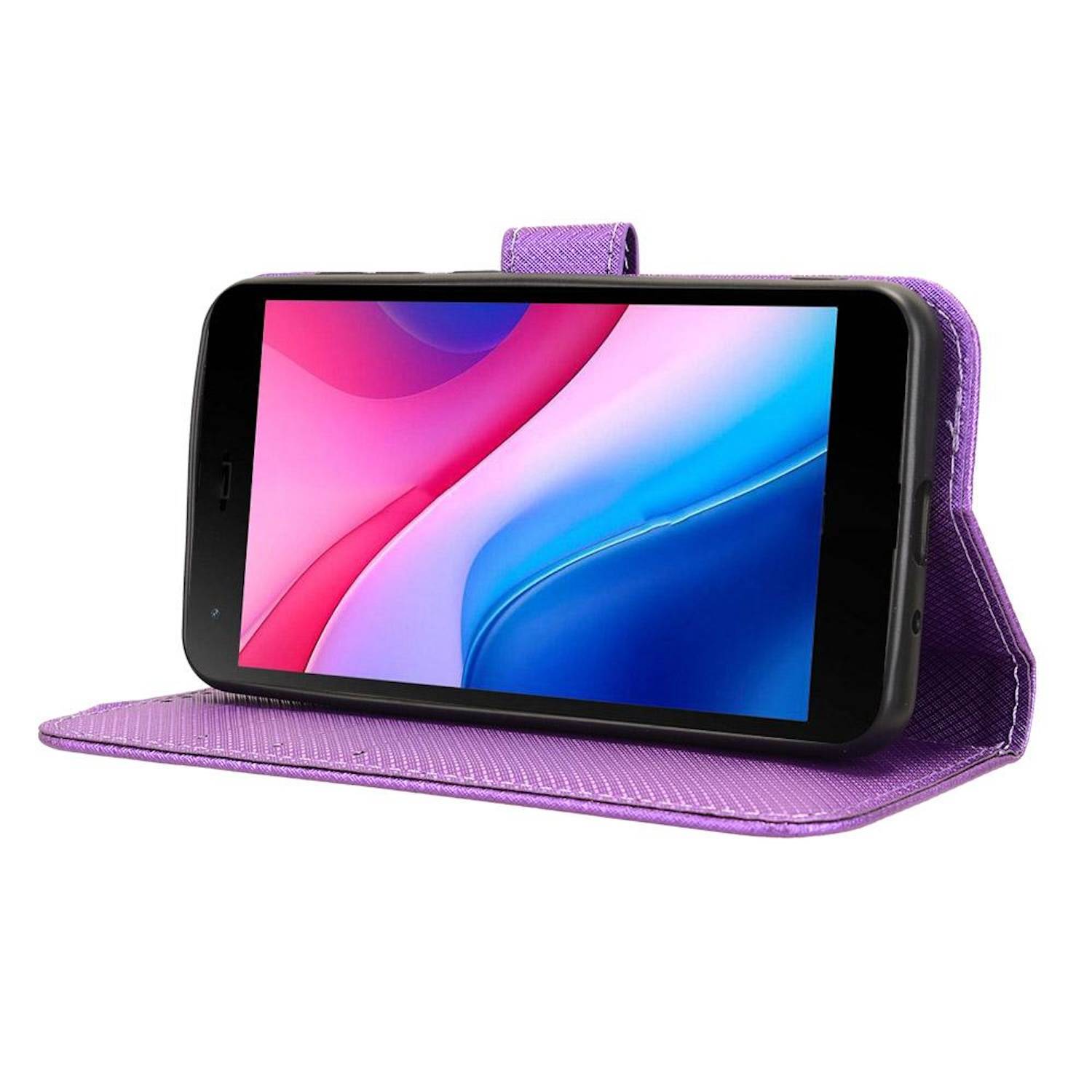 Für ZTE Blade A35 Lite Diamantstruktur Design Book Wallet Kunstleder Hülle Tasche Lila