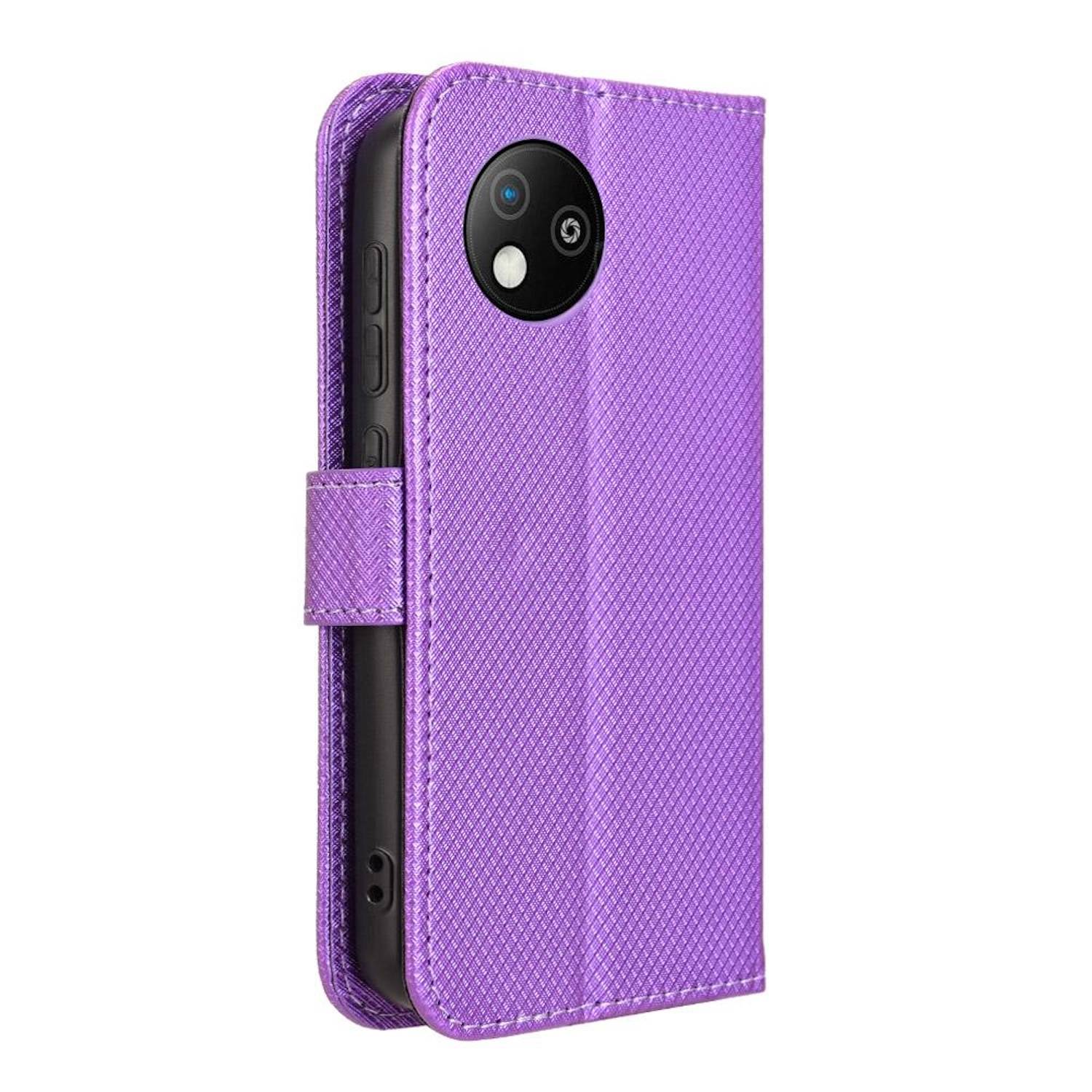 Für ZTE Blade A35 Lite Diamantstruktur Design Book Wallet Kunstleder Hülle Tasche Lila
