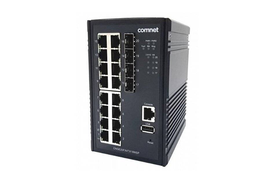 ComNet CNGE20FX4TX16MSP, Ethernet Switch, managed, 16x RJ45 Gbit, 4x SFP, PoE