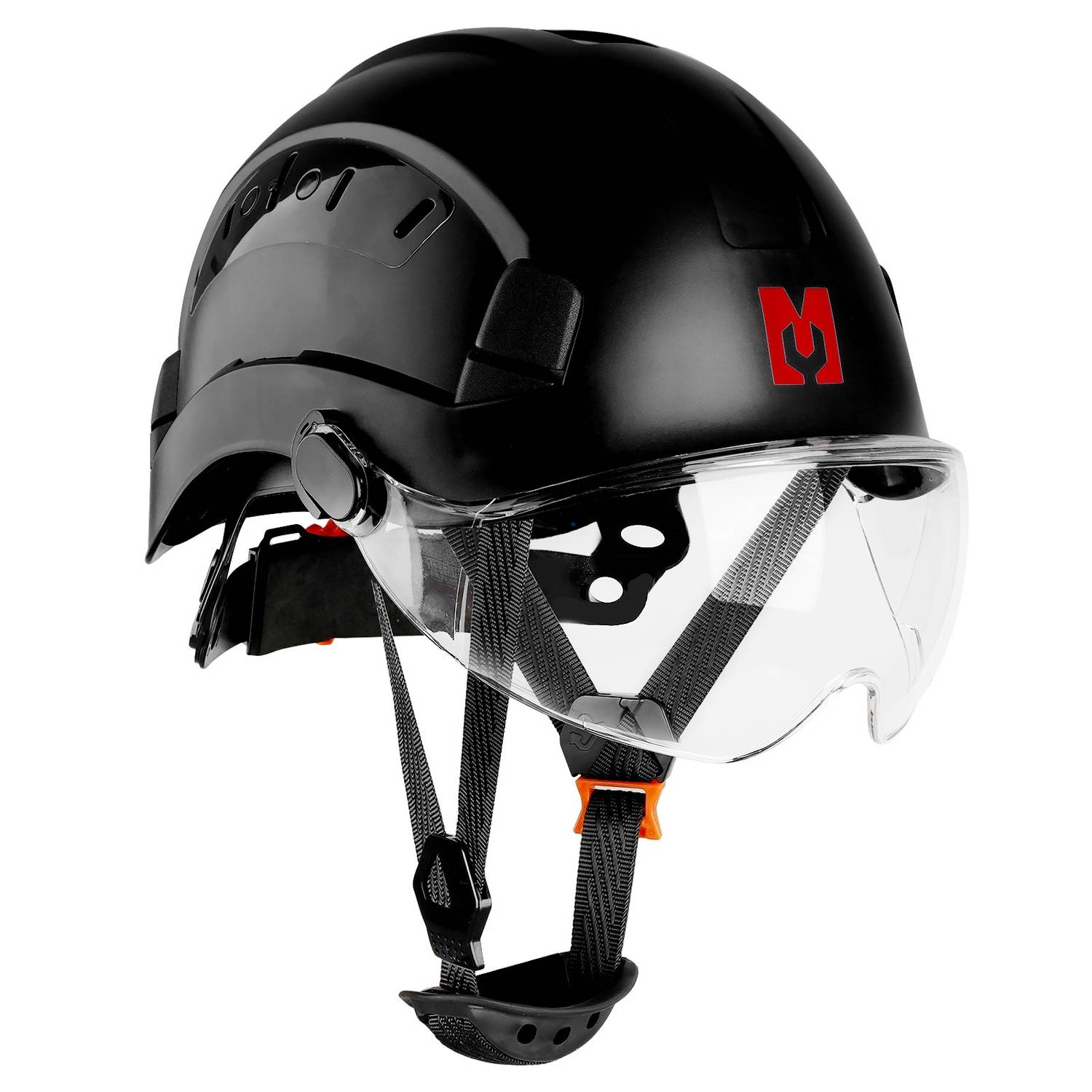 Mustbau Sicherheitshelm, EN397 Schutzhelme mit Schweißband und Visier, 53 bis 63cm Verstellbarer Kopfumfang, strapazierfähiges ABS-Material Für Mä