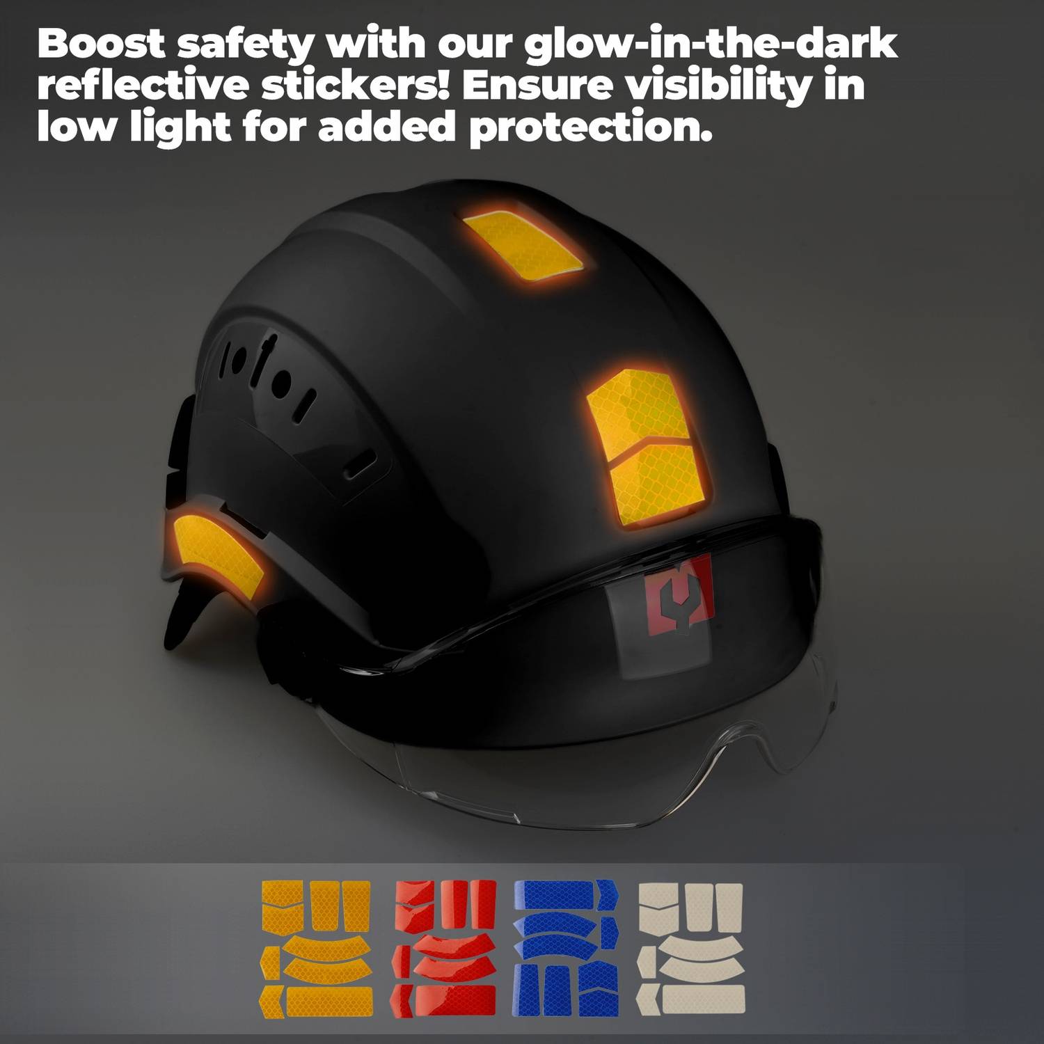 Mustbau Sicherheitshelm, EN397 Schutzhelme mit Schweißband und Visier, 53 bis 63cm Verstellbarer Kopfumfang, strapazierfähiges ABS-Material Für Mä