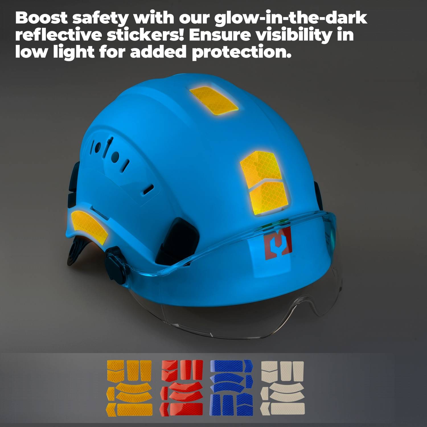 Mustbau Sicherheitshelm, EN397 Schutzhelme mit Schweißband und Visier, 53 bis 63cm Verstellbarer Kopfumfang, strapazierfähiges ABS-Material Für Mä