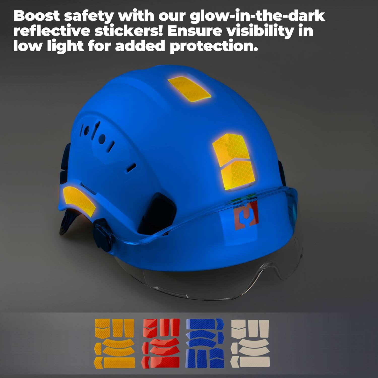 Mustbau Sicherheitshelm, EN397 Schutzhelme mit Schweißband und Visier, 53 bis 63cm Verstellbarer Kopfumfang, strapazierfähiges ABS-Material Für Mä