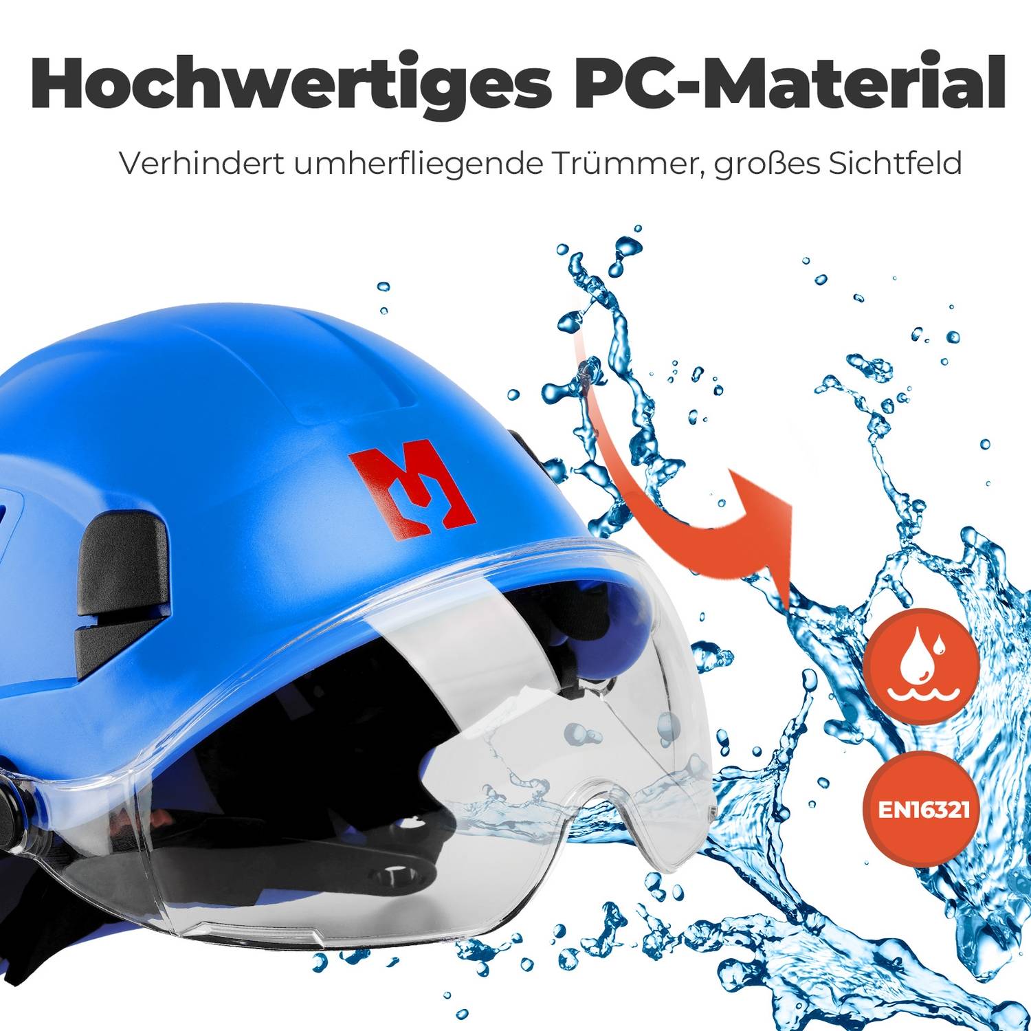 Mustbau Sicherheitshelm, EN397 Schutzhelme mit Schweißband und Visier, 53 bis 63cm Verstellbarer Kopfumfang, strapazierfähiges ABS-Material Für Mä