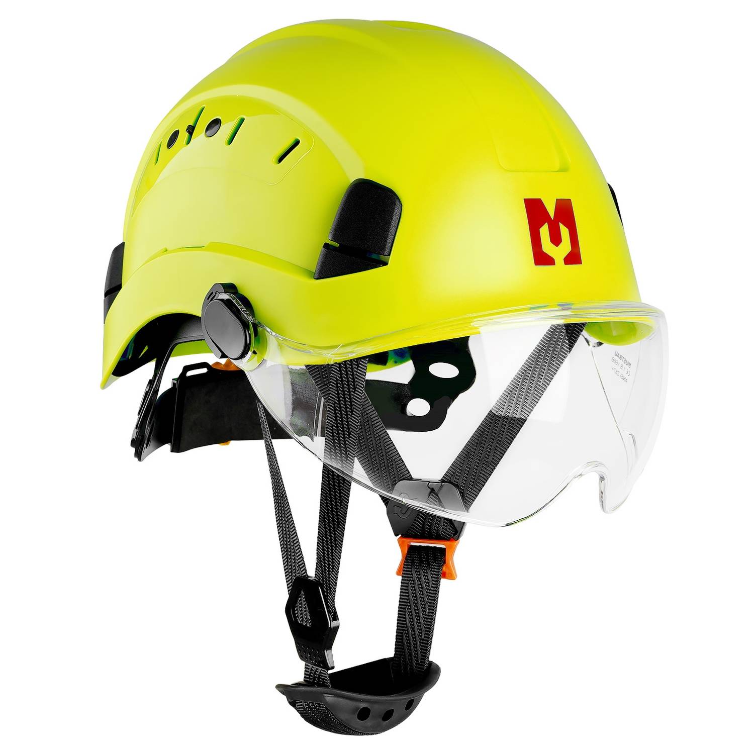 Mustbau Sicherheitshelm, EN397 Schutzhelme mit Schweißband und Visier, 53 bis 63cm Verstellbarer Kopfumfang, strapazierfähiges ABS-Material Für Mä