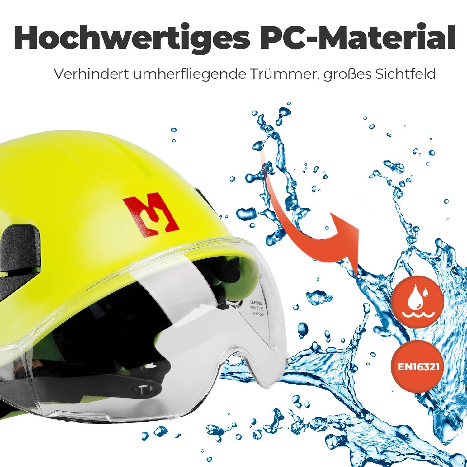 Mustbau Sicherheitshelm, EN397 Schutzhelme mit Schweißband und Visier, 53 bis 63cm Verstellbarer Kopfumfang, strapazierfähiges ABS-Material Für Mä