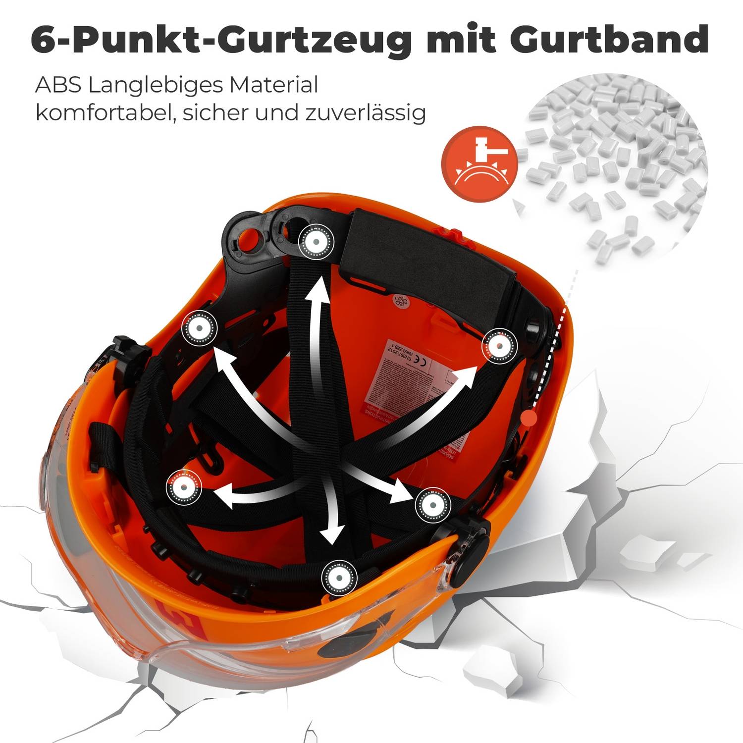 Mustbau Sicherheitshelm, EN397 Schutzhelme mit Schweißband und Visier, 53 bis 63cm Verstellbarer Kopfumfang, strapazierfähiges ABS-Material Für Mä