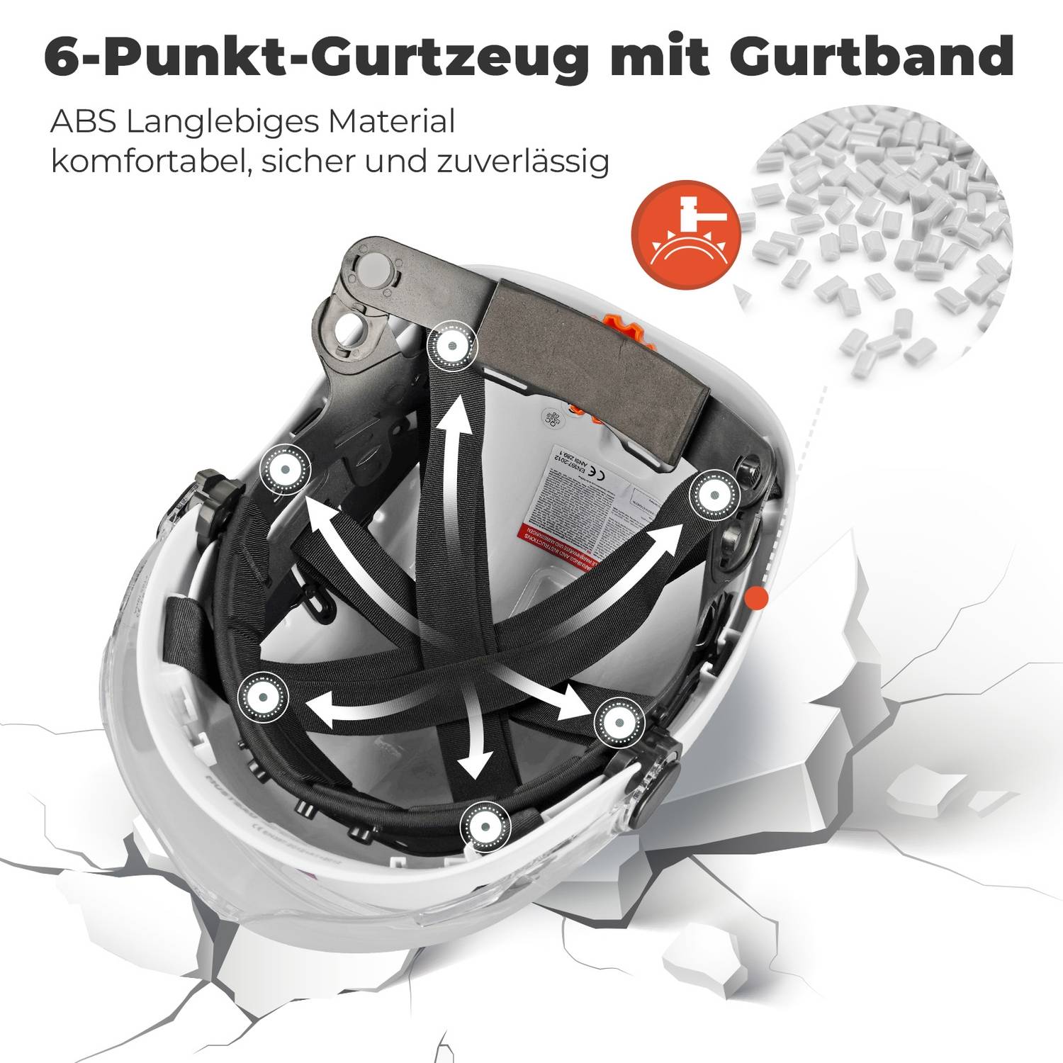 Mustbau Sicherheitshelm, EN397 Schutzhelme mit Schweißband und Visier, 53 bis 63cm Verstellbarer Kopfumfang, strapazierfähiges ABS-Material Für Mä