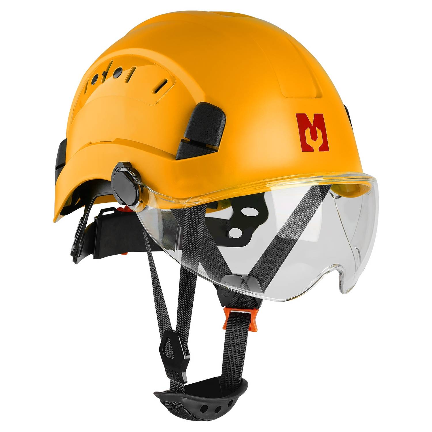 Mustbau Sicherheitshelm, EN397 Schutzhelme mit Schweißband und Visier, 53 bis 63cm Verstellbarer Kopfumfang, strapazierfähiges ABS-Material Für Mä