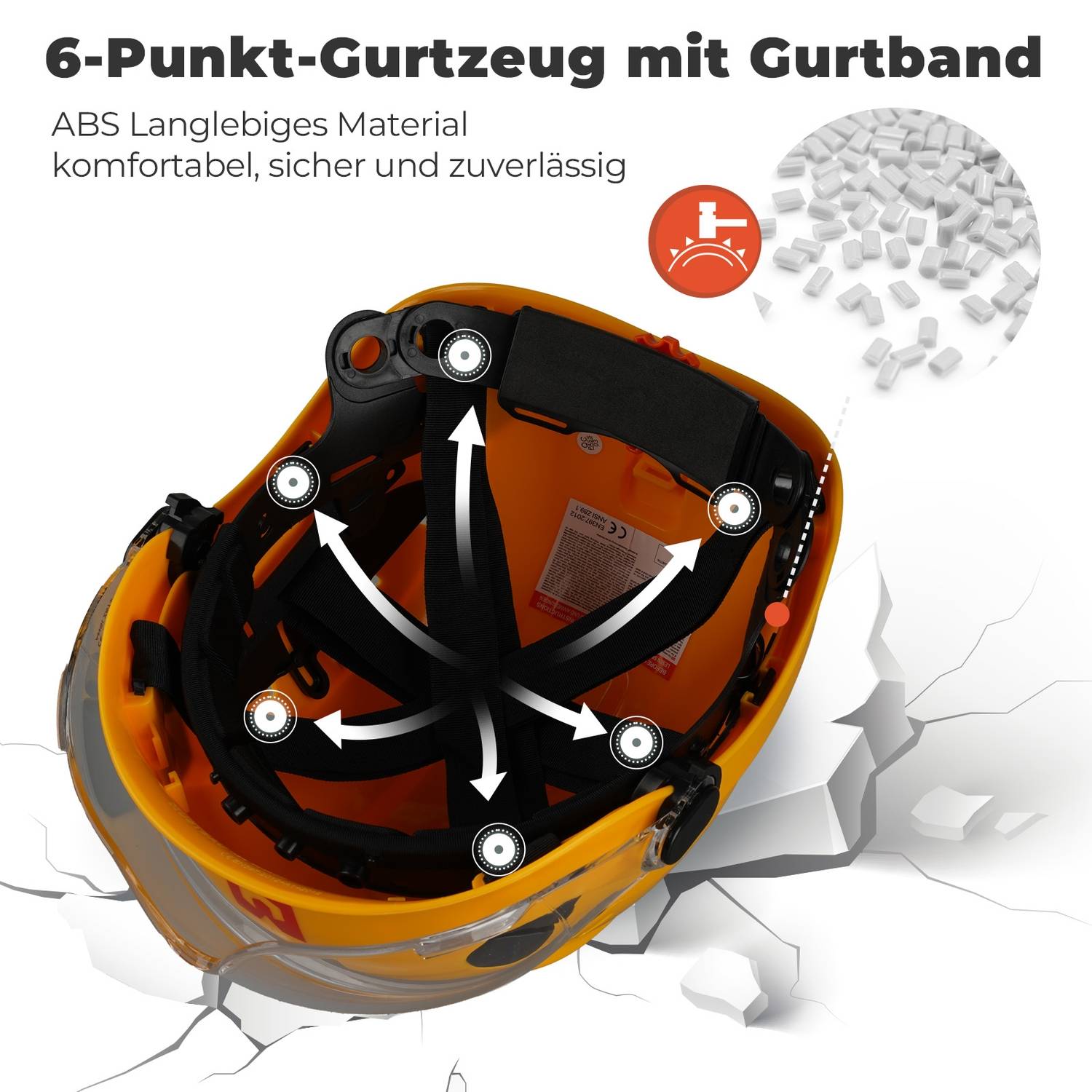 Mustbau Sicherheitshelm, EN397 Schutzhelme mit Schweißband und Visier, 53 bis 63cm Verstellbarer Kopfumfang, strapazierfähiges ABS-Material Für Mä