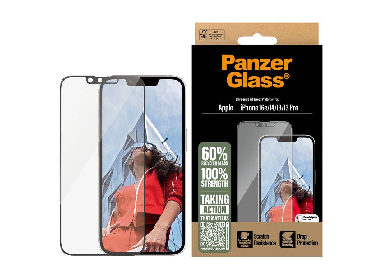 Schutzglass Ultra-Wide Fit Tempered Glass iPhone 13 / Pro 14 16e - Klar